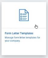Settings Form Letter Templates tile.